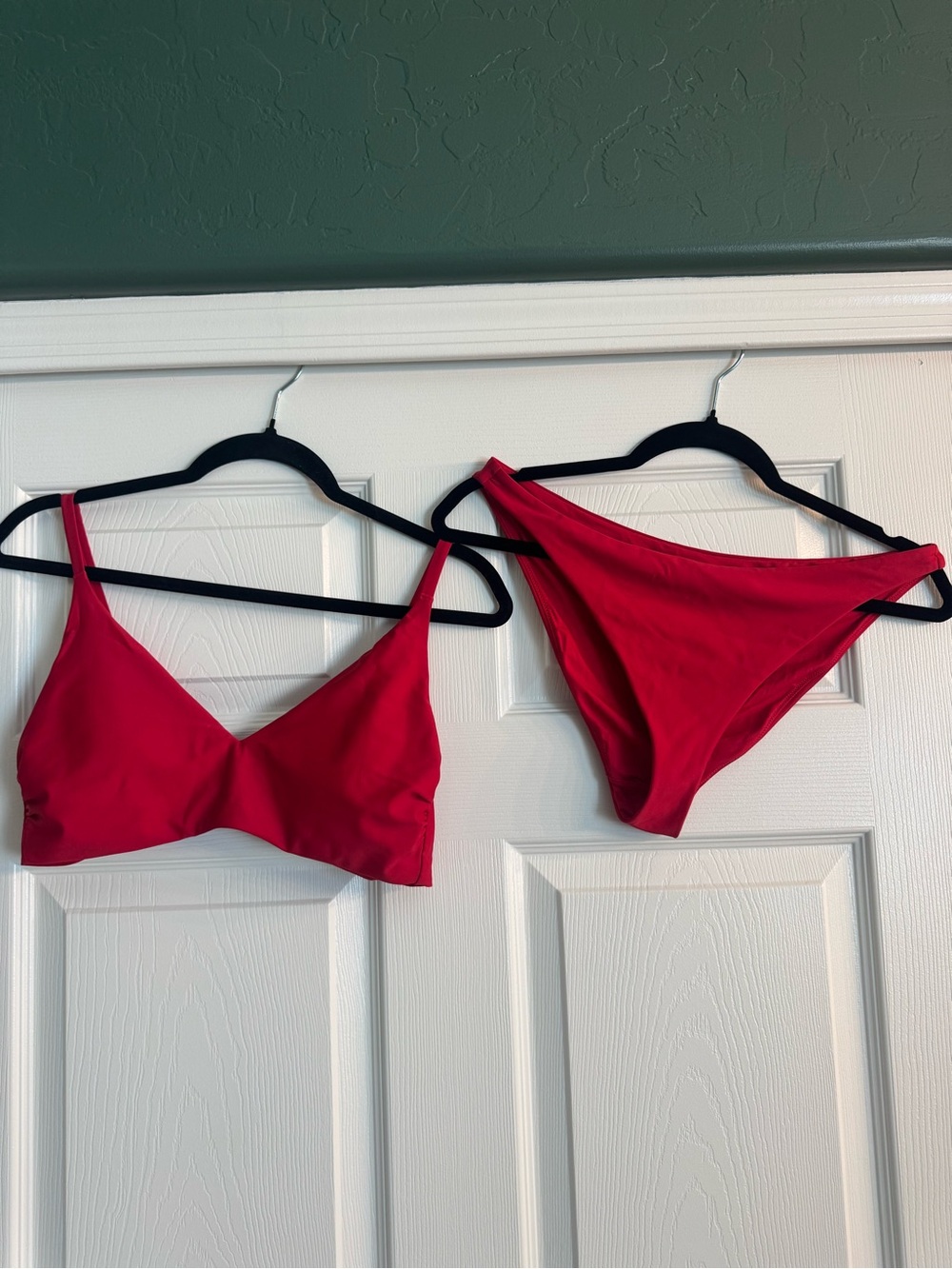 Quince Red V-Neck Bikini Top & High-Cut Bottom